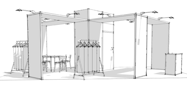 Croquis d'un stand pour GSF